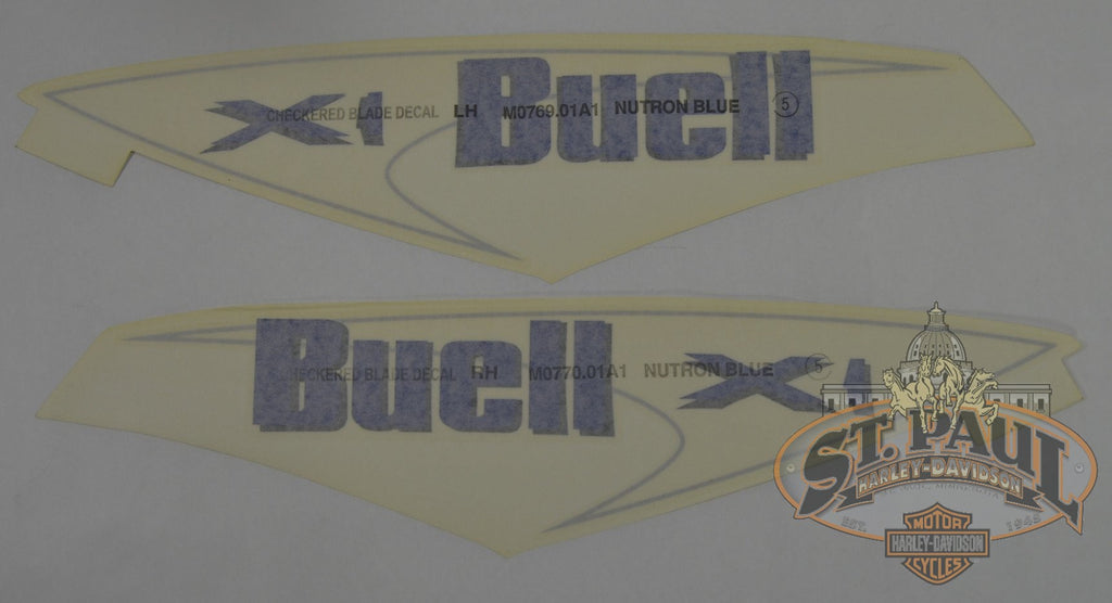 M0770 01A1 M0769 Genuine Buell X1 Fuel Tank Cover Decal Set U8C Emblem